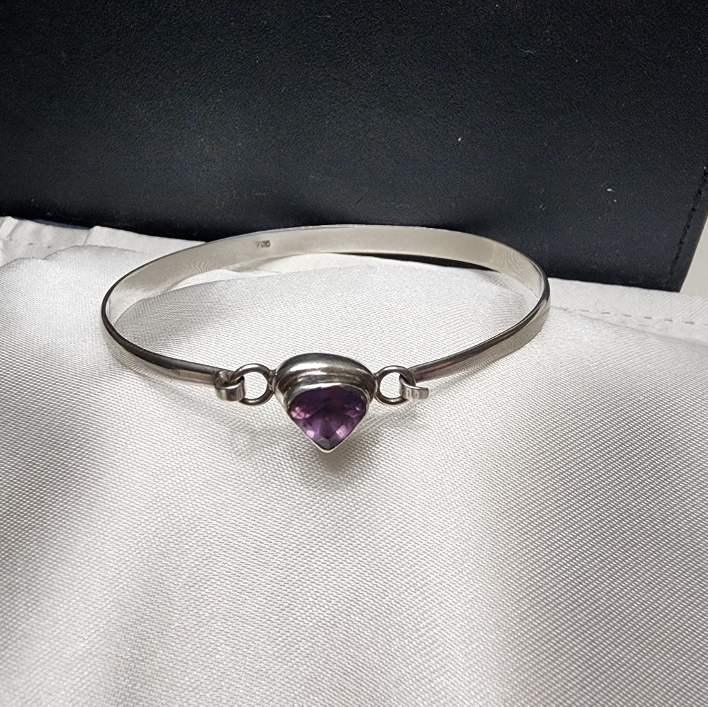 Vintage Triangle Amethyst Bangle Bracelet